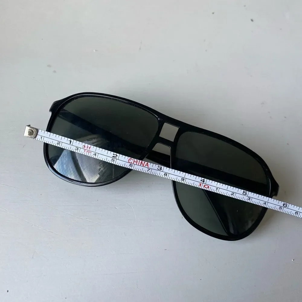 Vintage Inspired Oversized Black Aviator Sunglasses